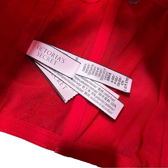 Victoria’s Secret Dream Angels Unlined Lace-Up Corset Top Lipstick Red SmallDD - Picture 3 of 3